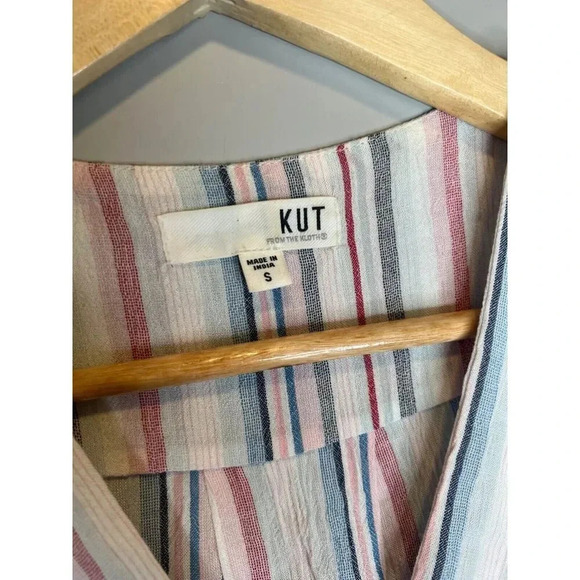 KUT from the Kloth sleeveless blouse top tank stripe cross front career size S - Picture 4 of 7